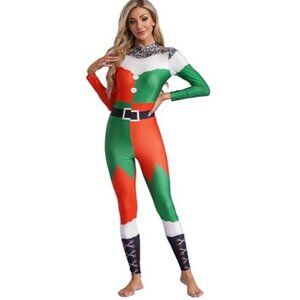 Unisex Cosplay Halloween Bodysuit Christmas Printed Party Skinny Catsuit Costume